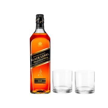 Combo Johnnie Walker Double Black 750 ml + 2 Vasos